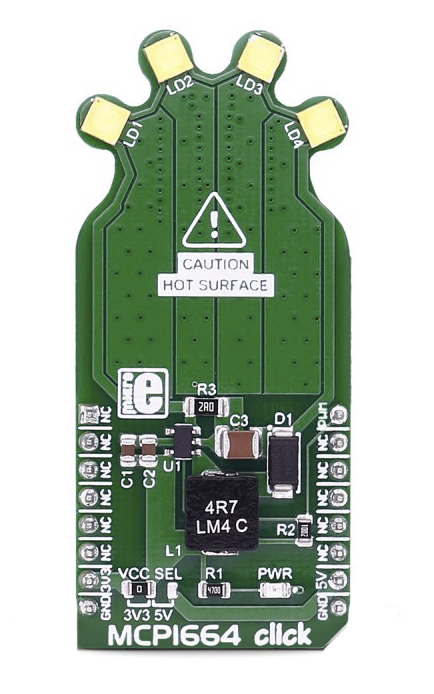 MikroElektronika MIKROE-2548 MCP1664 Click LED Add On Board for UVLO