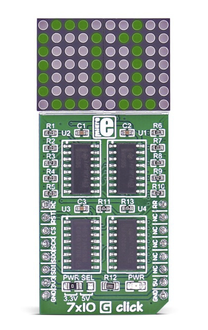 MikroElektronika MIKROE-2705 7x10 G Click LED Matrix Display MikroBus Click Board With 74HC595