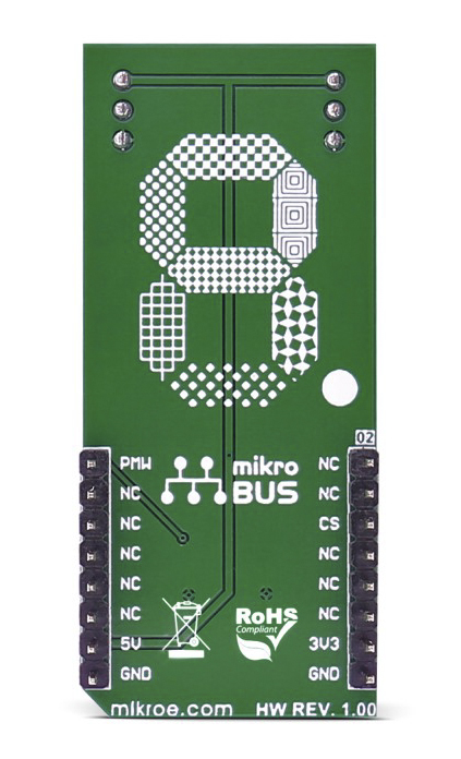 mikroe-2734 MikroElektronika MIKROE-2734 7-Seg RGB Click 1 in 7 Segment Display MikroBus Click Board for Adafruit NeoPixel Arduino