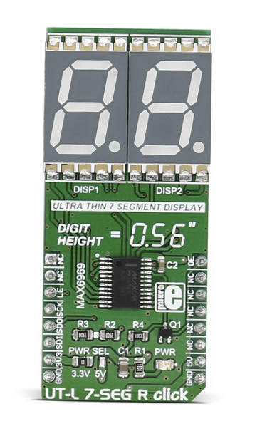MikroElektronika MIKROE-2743 UT-L 7-SEG R 7 Segment Display MikroBus Click Board With DSM7UA56101, MAX6969