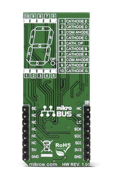 mikroe-2743 MikroElektronika MIKROE-2743 UT-L 7-SEG R 7 Segment Display MikroBus Click Board With DSM7UA56101, MAX6969