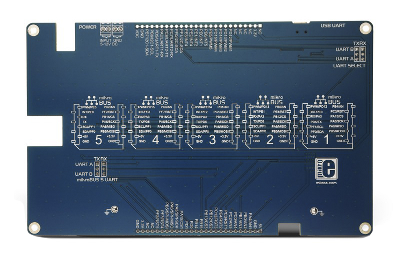 mikroe-2812 MikroElektronika MIKROE-2812 Mikromedia 7 for STM32 Shield With five mikroBUS sockets for STM32F4, STM32F7