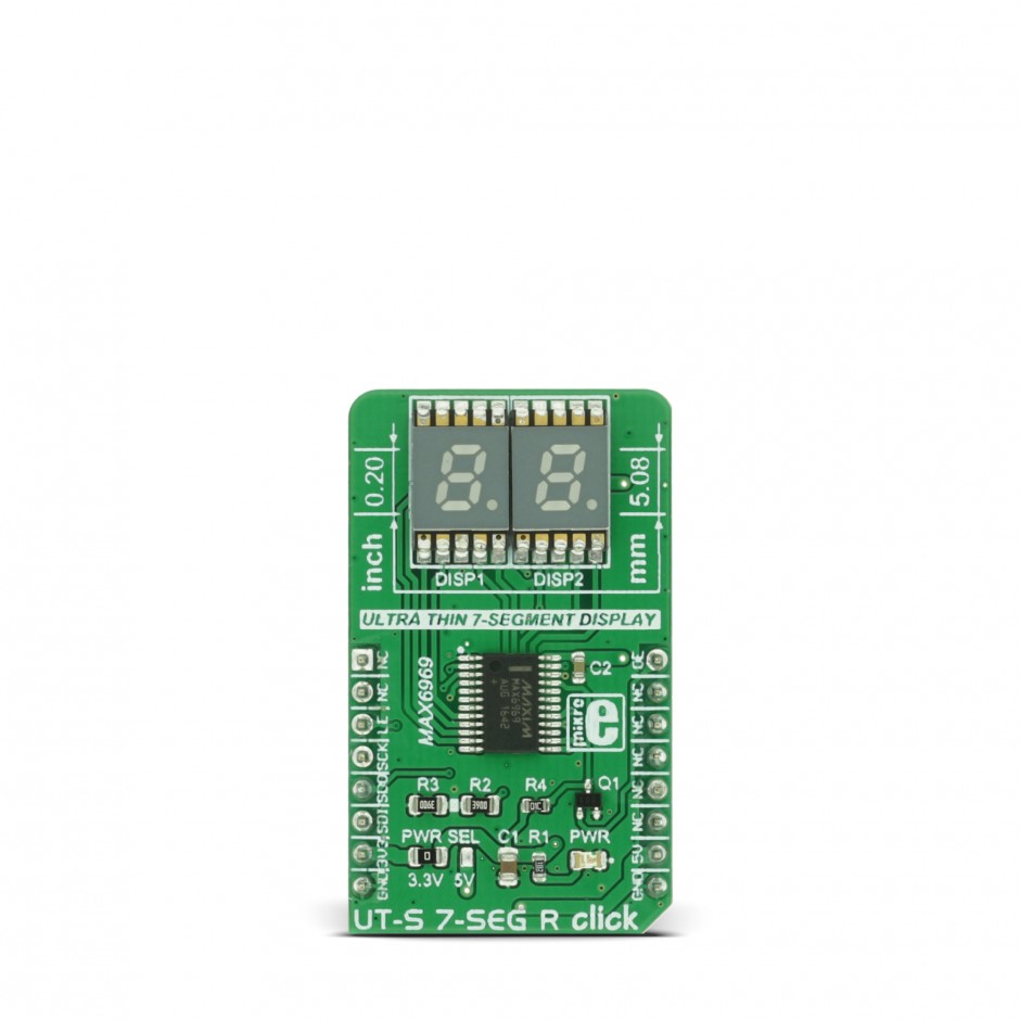 MikroElektronika MIKROE-2840 UT-S 7-SEG R Click LED Driver LED Driver for MAX6969 for 7-Segment Display