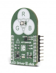 mikroe-2950 MikroElektronika MIKROE-2950 LED Driver 3 Click for NCP5623B, PCA9306 for Color-Coded Signalization, Color Backlight
