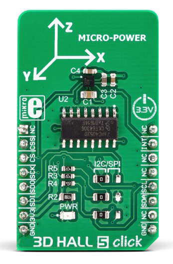 MikroElektronika 3D Hall 5 Click Evaluation Board