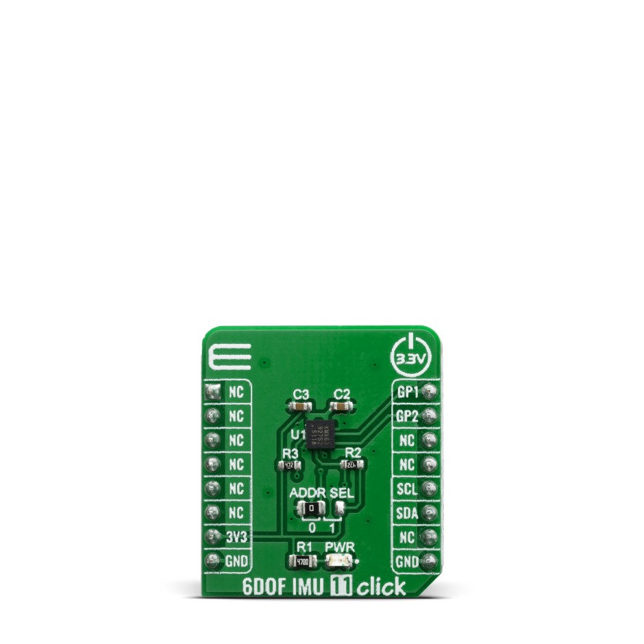 MikroElektronika 6DOF IMU 11 Click Inertial Measurement Unit (IMU) - 6 DoF MikroBus Click Board for KMX63 faming, screen