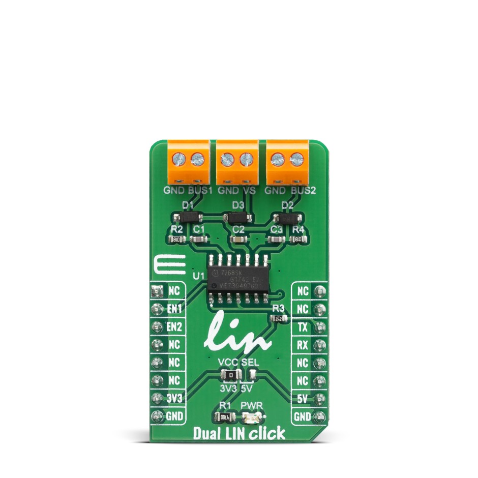 MikroElektronika Dual LIN Click TLE7268SKXUMA1 Transceiver Board for BCM MIKROE-3870