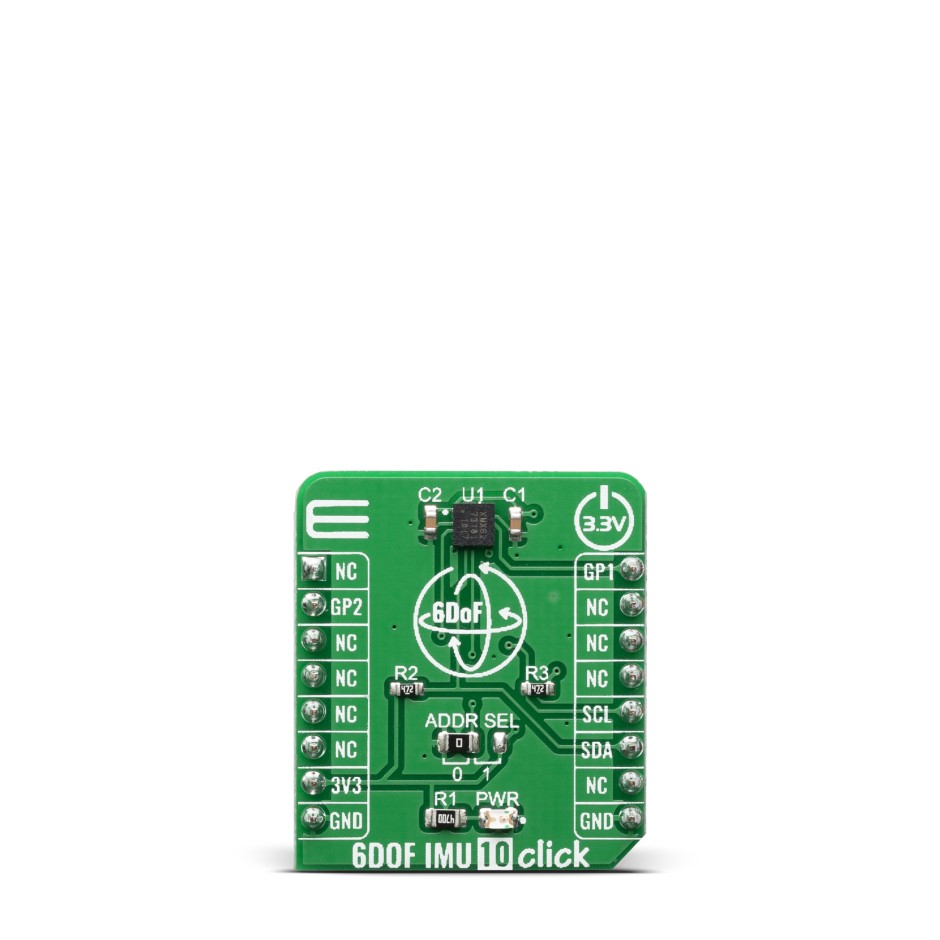 MikroElektronika 6DOF IMU 10 Click Inertial Measurement Unit (IMU) - 6 DoF MikroBus Click Board for KMX62-1031