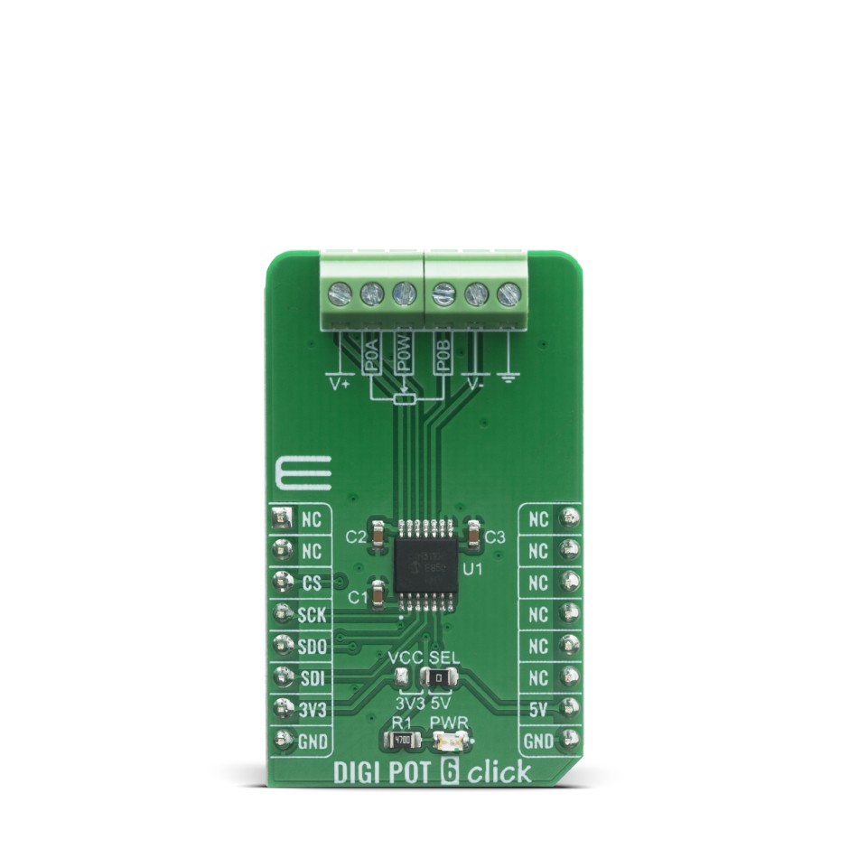 MikroElektronika MIKROE-4110 Digi Pot 6 Click Instrumentation Amplifier Adapter Board for MCP41HV51 for MCP41HV51