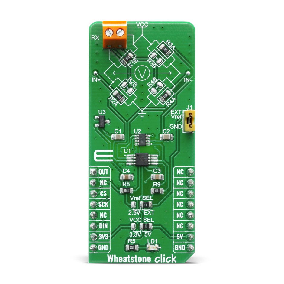 MikroElektronika MIKROE-4124 Instrumentation Amplifier Adapter Board for MAX4208 for MAX4208