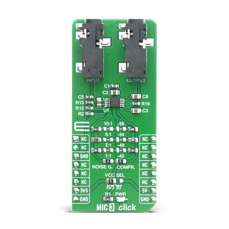 MikroElektronika MIKROE-4136 MIC 3 Click Microphone Preamplifier Amplifier Board for Telephone conferencing, Karaoke and
