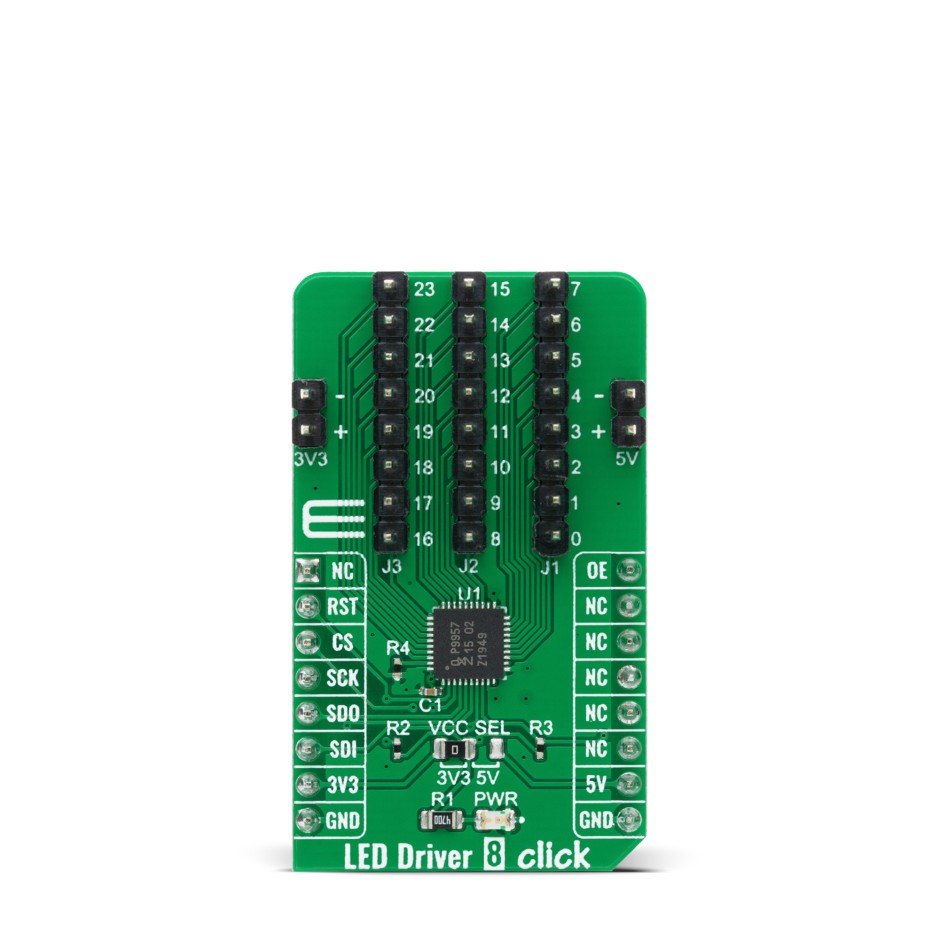 MikroElektronika MIKROE-4268 LED Driver Click LED Driver Sensor Add-On Board for PCA9957HNMP for LED Status