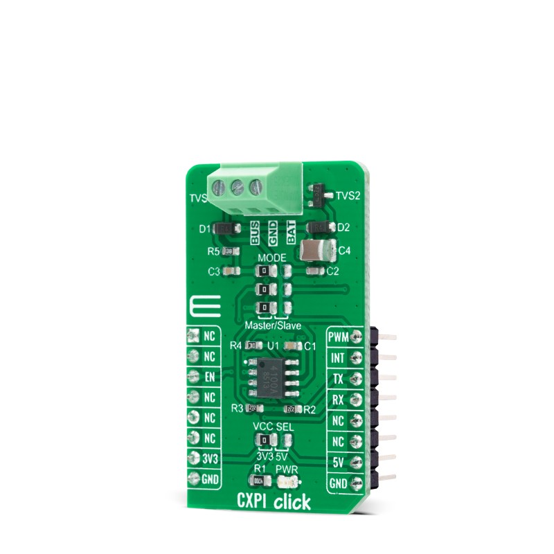 mikroe-4336 MikroElektronika CXPI Click BD41000AFJ-C Add On Board for Body control applications, AC and instrument panel systems,