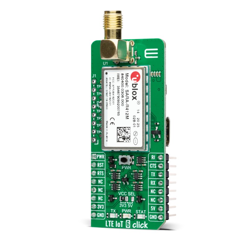 mikroe-4388 MikroElektronika LTE IoT 6 Click SARA-R412M LTE Development Board for MCU 1900 MHz MIKROE-4388