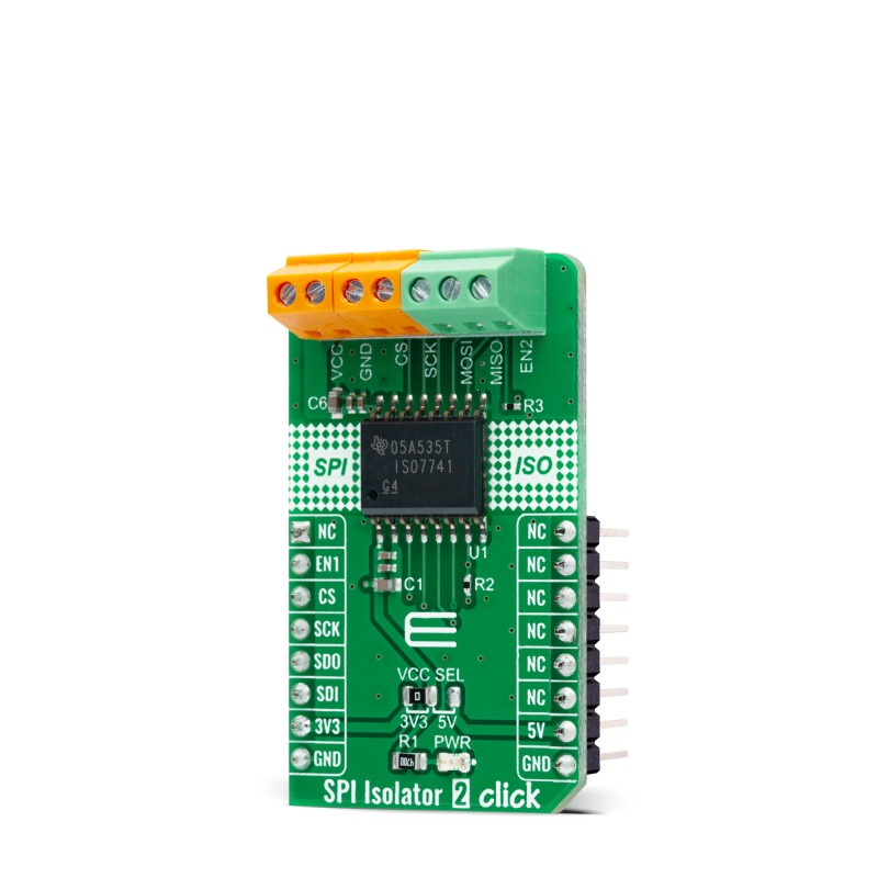 mikroe-4415 MikroElektronika SPI Isolator 2 Click ISO7741 Add On Board for Serial peripheral interface MIKROE-4415