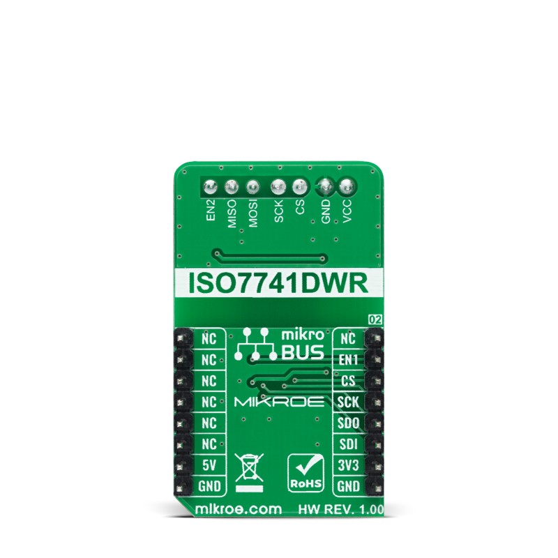 mikroe-4415 MikroElektronika SPI Isolator 2 Click ISO7741 Add On Board for Serial peripheral interface MIKROE-4415