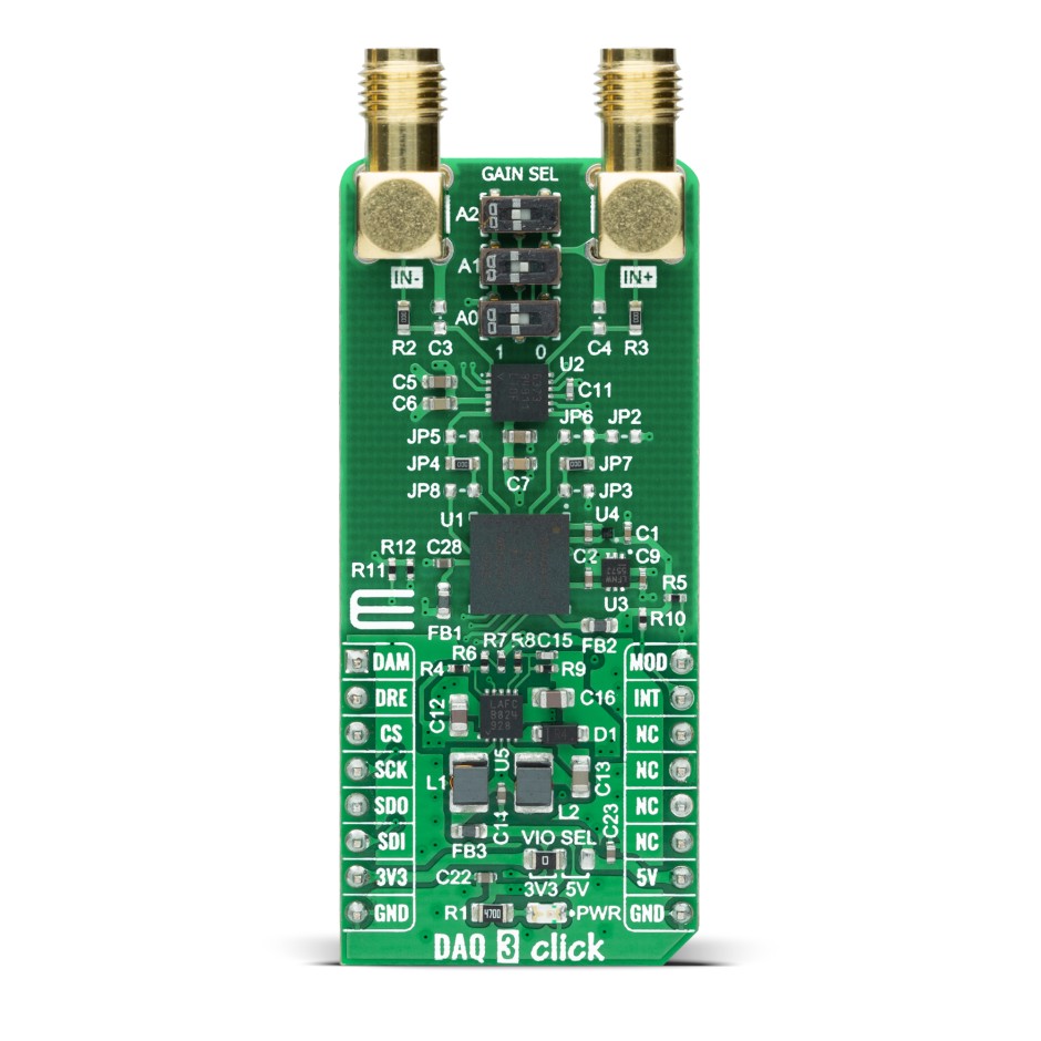 MikroElektronika MIKROE-4486 DAQ 3 Click Data Acquisition Sensor Add-On Board for Digital control loops, Automatic test