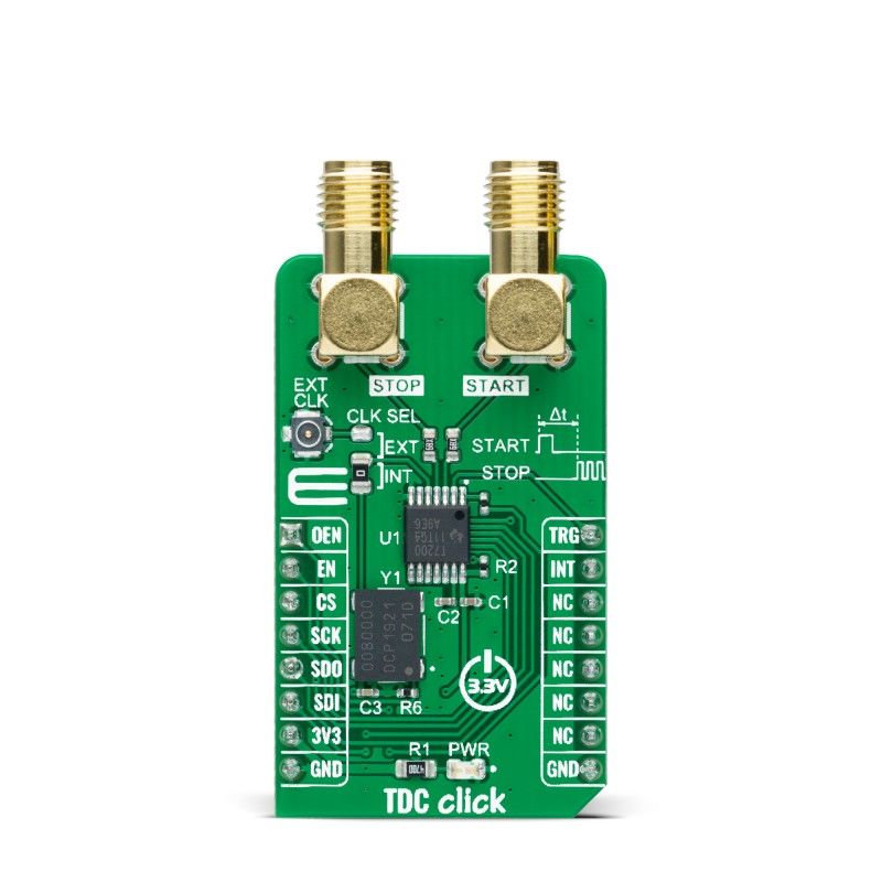 MikroElektronika MIKROE-4770 TDC Click Clock or Data Translator Add On Board for Time-to-Digital Converter for mikroBUS