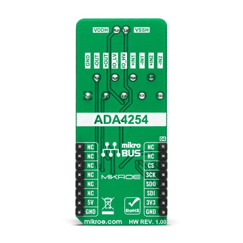 mikroe-4798 MikroElektronika Hall Current 12 Click Hall Effect Sensor Add On Board for TMCS1100A4, MCP3221, LMV321 mikroBUS Socket
