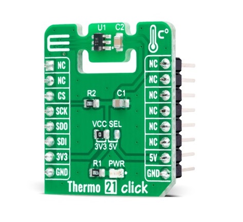 mikroe-4879 MikroElektronika Thermo 21 Click Temperature Sensor Add On Board for ADT7301 MikroBus