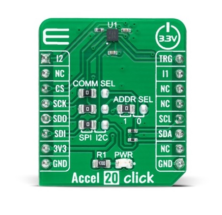 MikroElektronika Accel 20 Click Accelerometer Sensor Add On Board for KX134-1211 MikroBus