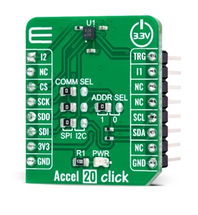 mikroe-4888 MikroElektronika Accel 20 Click Accelerometer Sensor Add On Board for KX134-1211 MikroBus