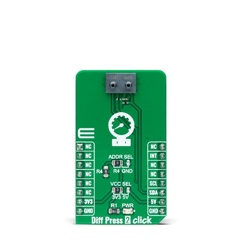 MikroElektronika Diff Press 2 Click Differential Pressure Sensor Add On Board for SDP31-500PA mikroBUS Socket