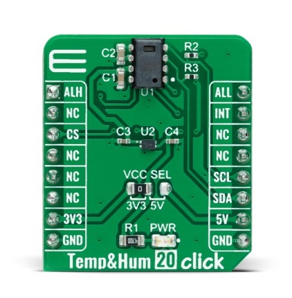 MikroElektronika Temperature and Humidity 20 Click Temperature & Humidity Sensor Add On Board for CC2D23 MikroBus