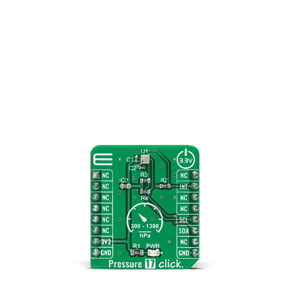 MikroElektronika Pressure 17 Click Absolute Pressure Sensor Add On Board for BM1390GLV-Z mikroBUS Socket