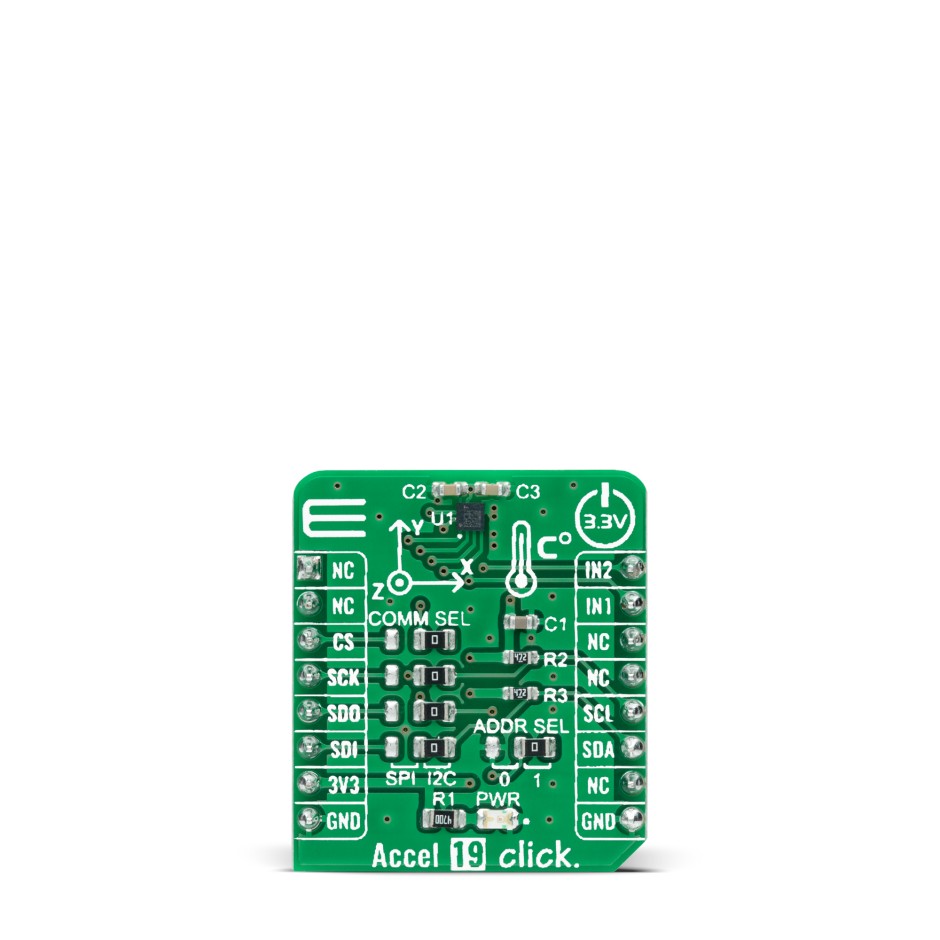 MikroElektronika Accel 19 Click Temperature Sensor, Accelerometer Add On Board for LIS2DTW12 mikroBUS Socket