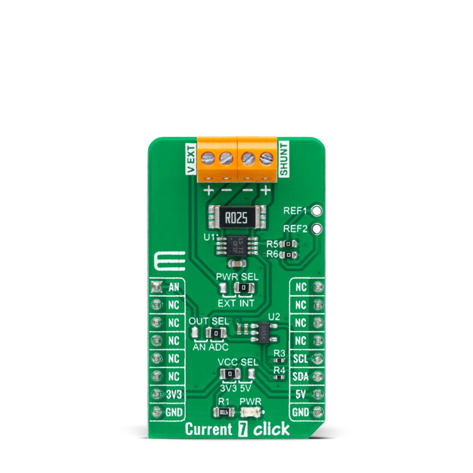 MikroElektronika Current 7 Click Shunt Add On Board for INA282 mikroBUS Socket