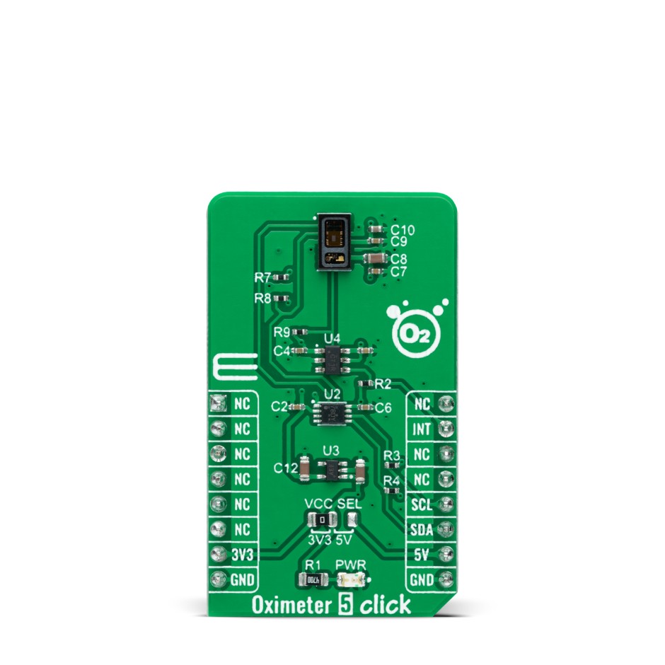MikroElektronika Oximeter 5 Click Pulse Oximeter Sensor Add On Board for MAX30102 mikroBUS Socket