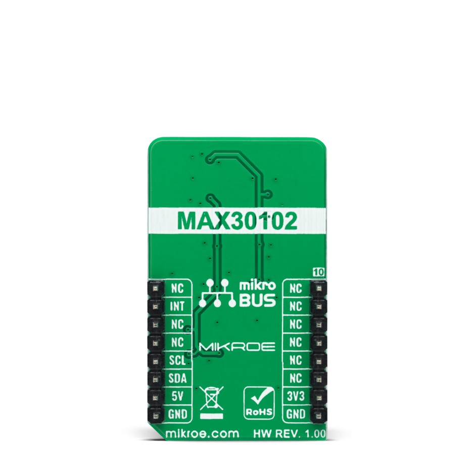 mikroe-4986 MikroElektronika Oximeter 5 Click Pulse Oximeter Sensor Add On Board for MAX30102 mikroBUS Socket