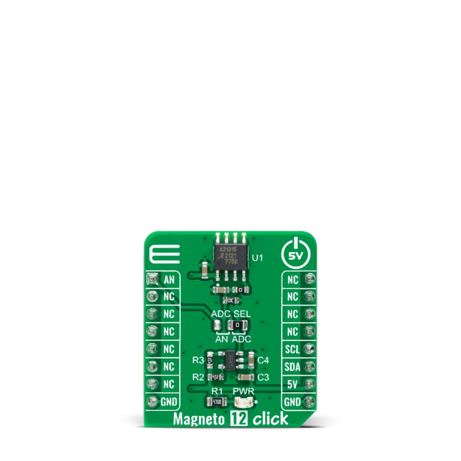 MikroElektronika Magneto 12 Click 3D Magnetic Sensor Add On Board for A31315 mikroBUS Socket