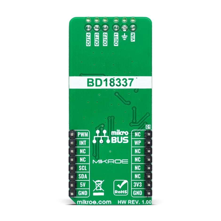 mikroe-4996 MikroElektronika MIKROE-4996 LED Driver 14 Click LED Driver Add On Board for BD18337EFV-M for mikroBUS Socket