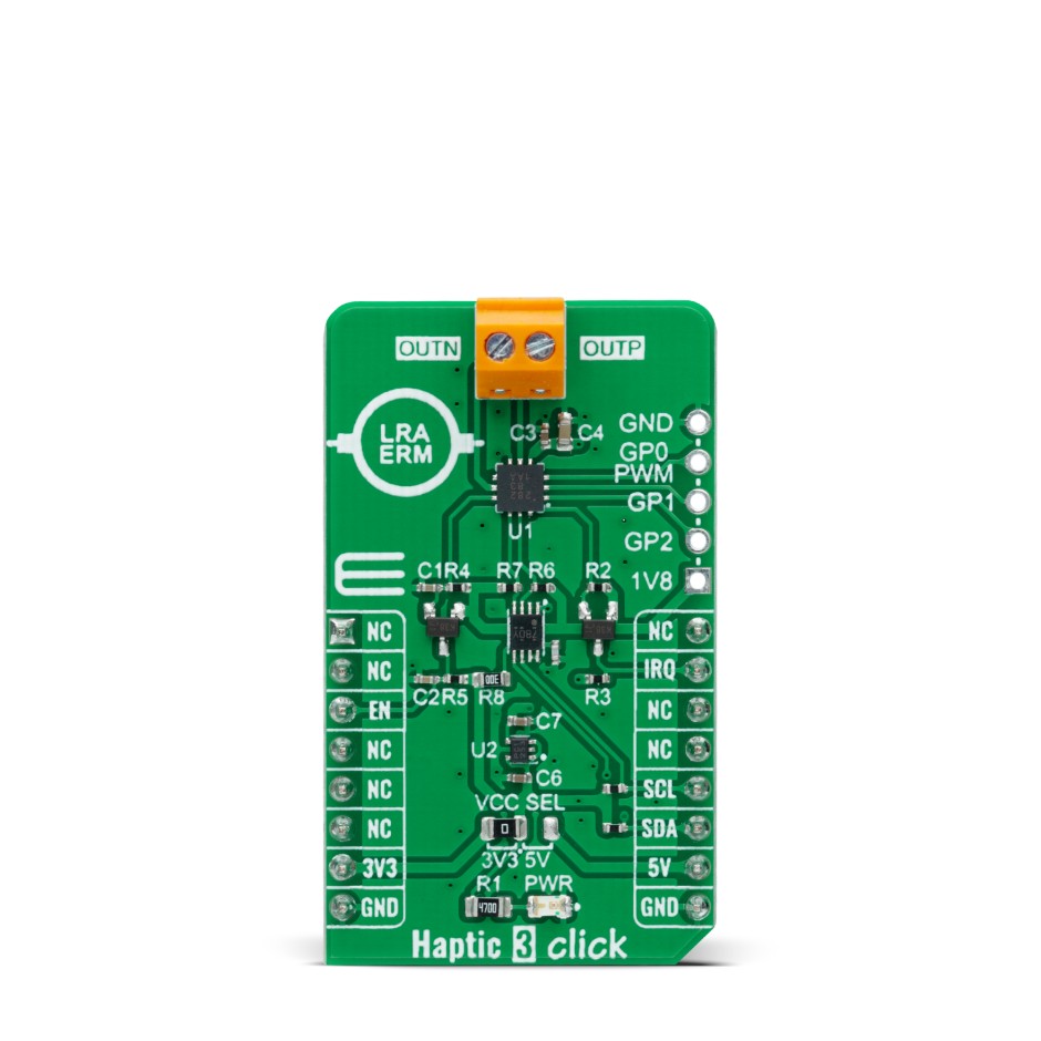 MikroElektronika Haptic 3 Click I2C Add On Board for DA7282 for mikroBUS Socket