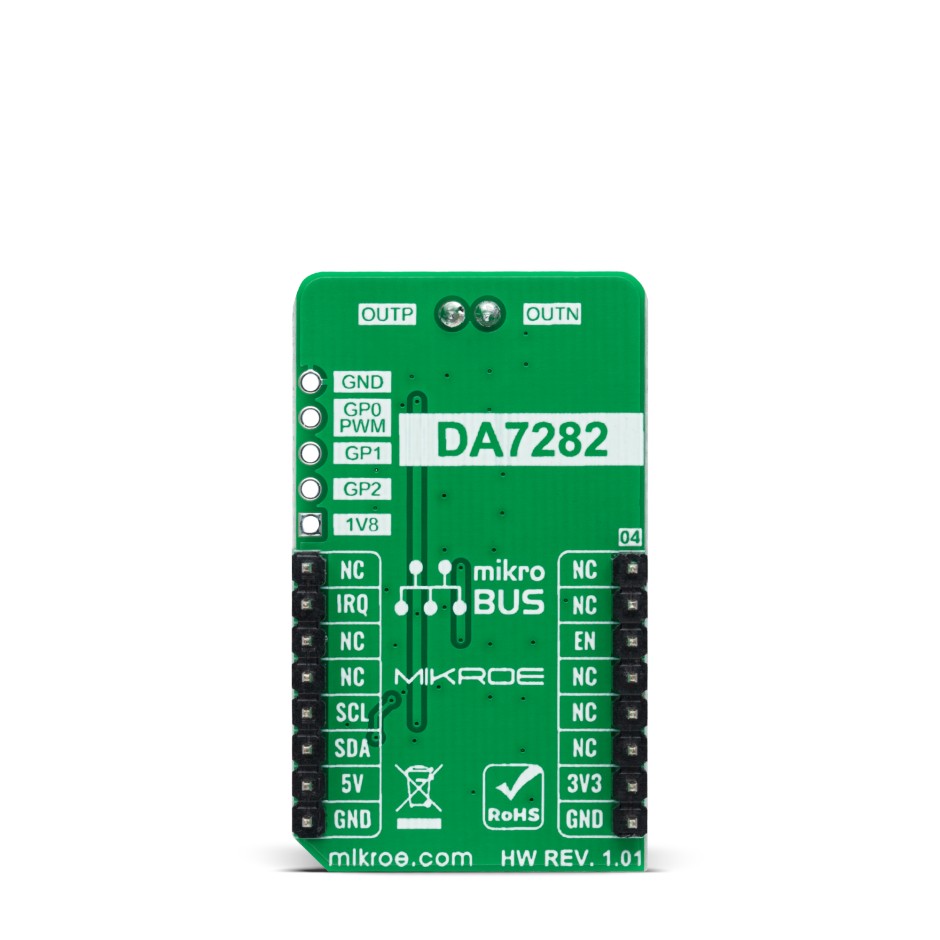mikroe-5087 MikroElektronika Haptic 3 Click I2C Add On Board for DA7282 for mikroBUS Socket