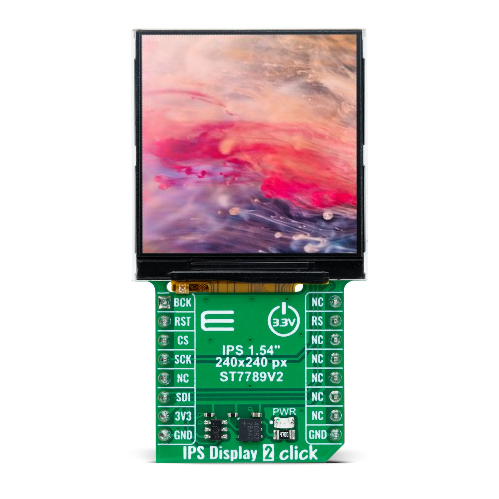 MikroElektronika MIKROE-6078 IPS Display 2 Click 1.54 in TFT Evaluation Board With ER-TFT1.54-2 for High Resolution