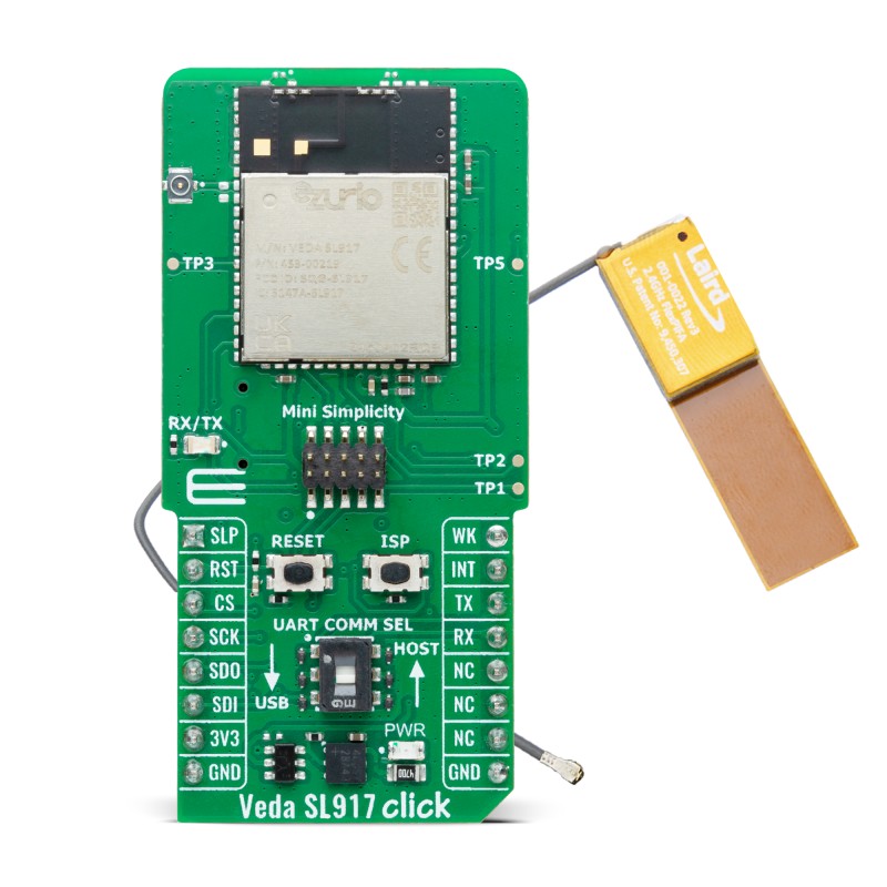 MikroElektronika Veda SL917 Click Wifi Antenna Connector Bluetooth, WiFi Add On Board for Wireless Devices 2.4 GHz