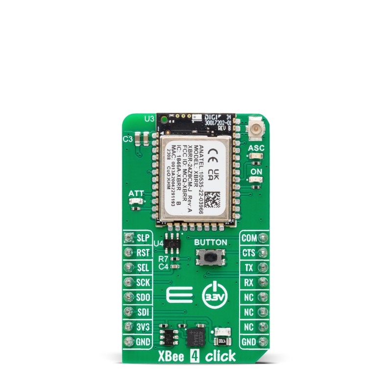 MikroElektronika XBee 4 Click Wifi Antenna Connector WiFi, Bluetooth Add On Board for Wireless Devices 2.4 GHz