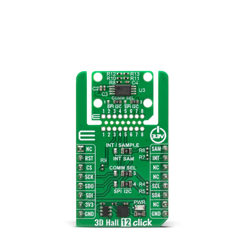 MikroElektronika 3D Hall Click Hall Effect Sensor Add On Board for A31331KLEATR-XYZ-IC-06 mikroBUS