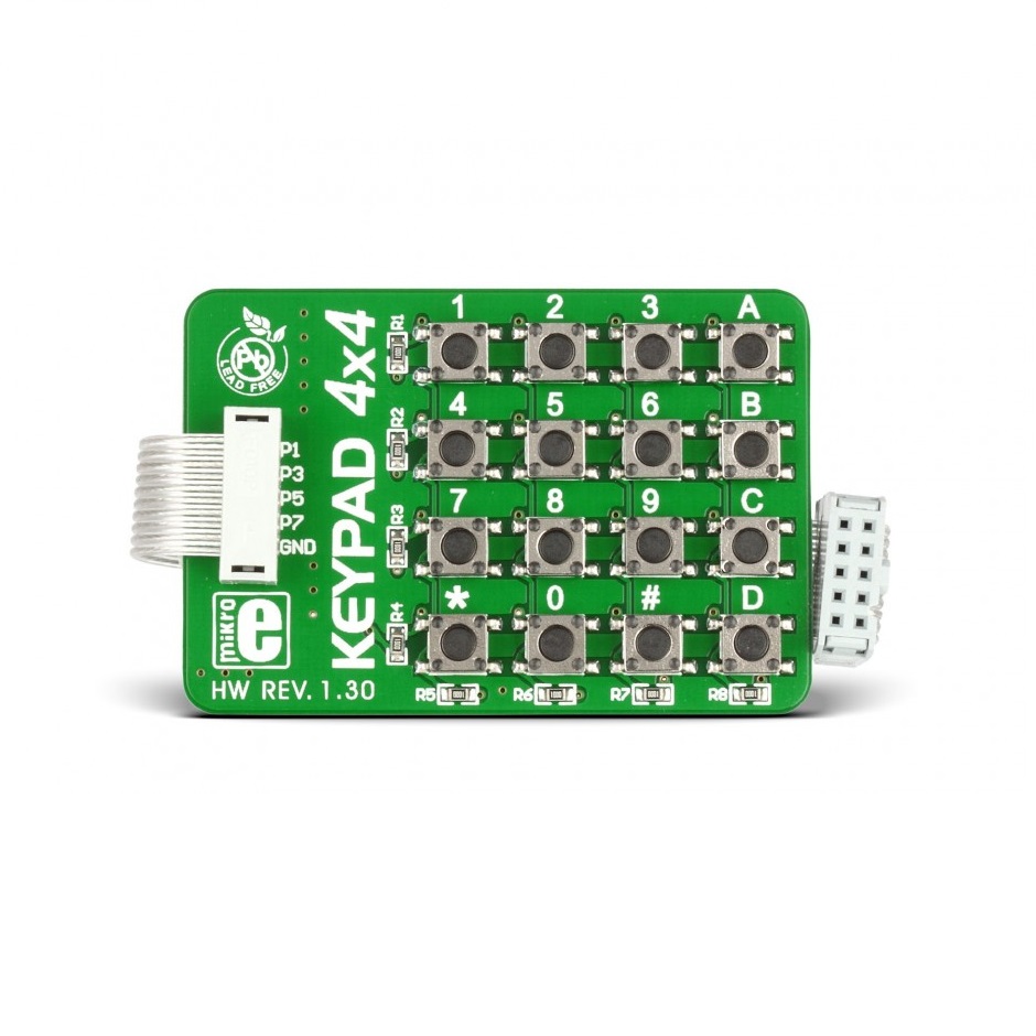 Brand-Rex Keypad 4x4 Board GPIO Development Board for Keypad 4x4 Board PID: MIKROE-86 for Numeric input in decimal or