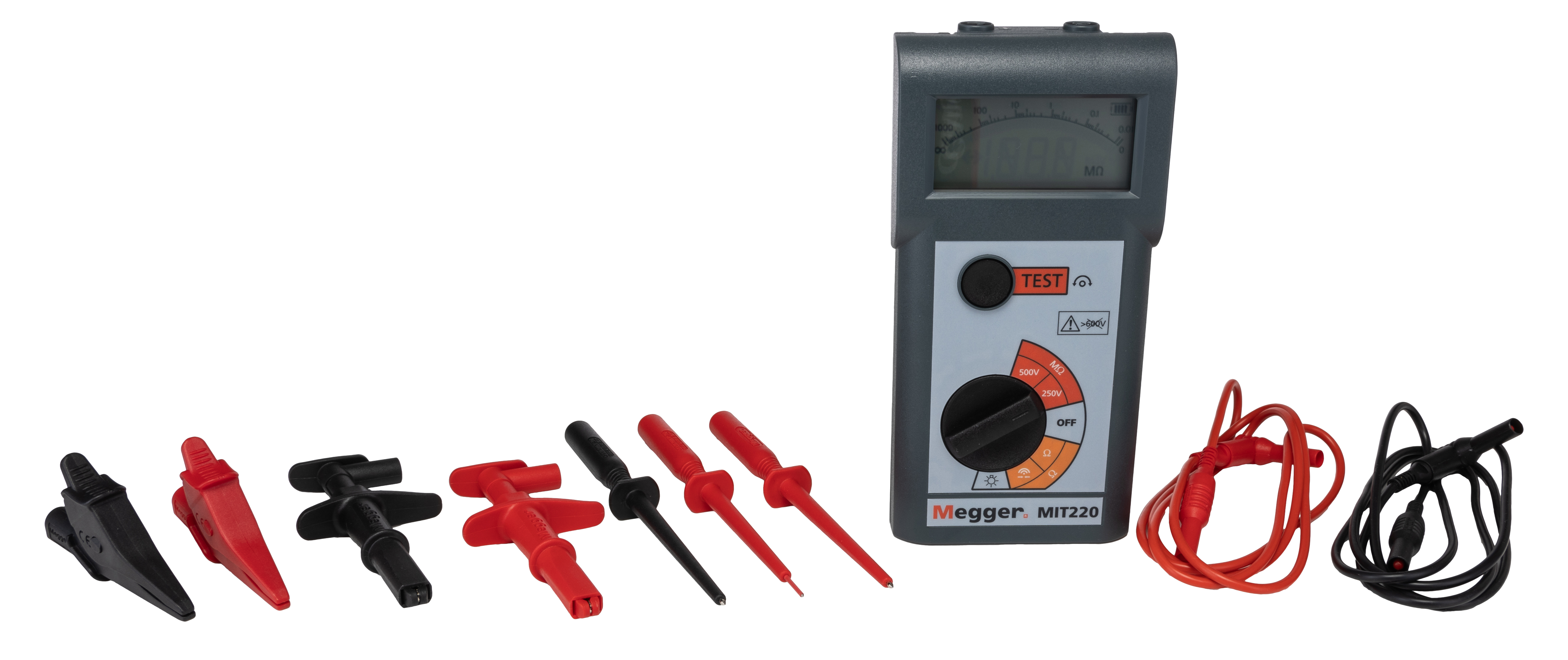mit220-en Megger Insulation & Continuity Tester, 250 V Min, 500 V Max CAT III, UKAS