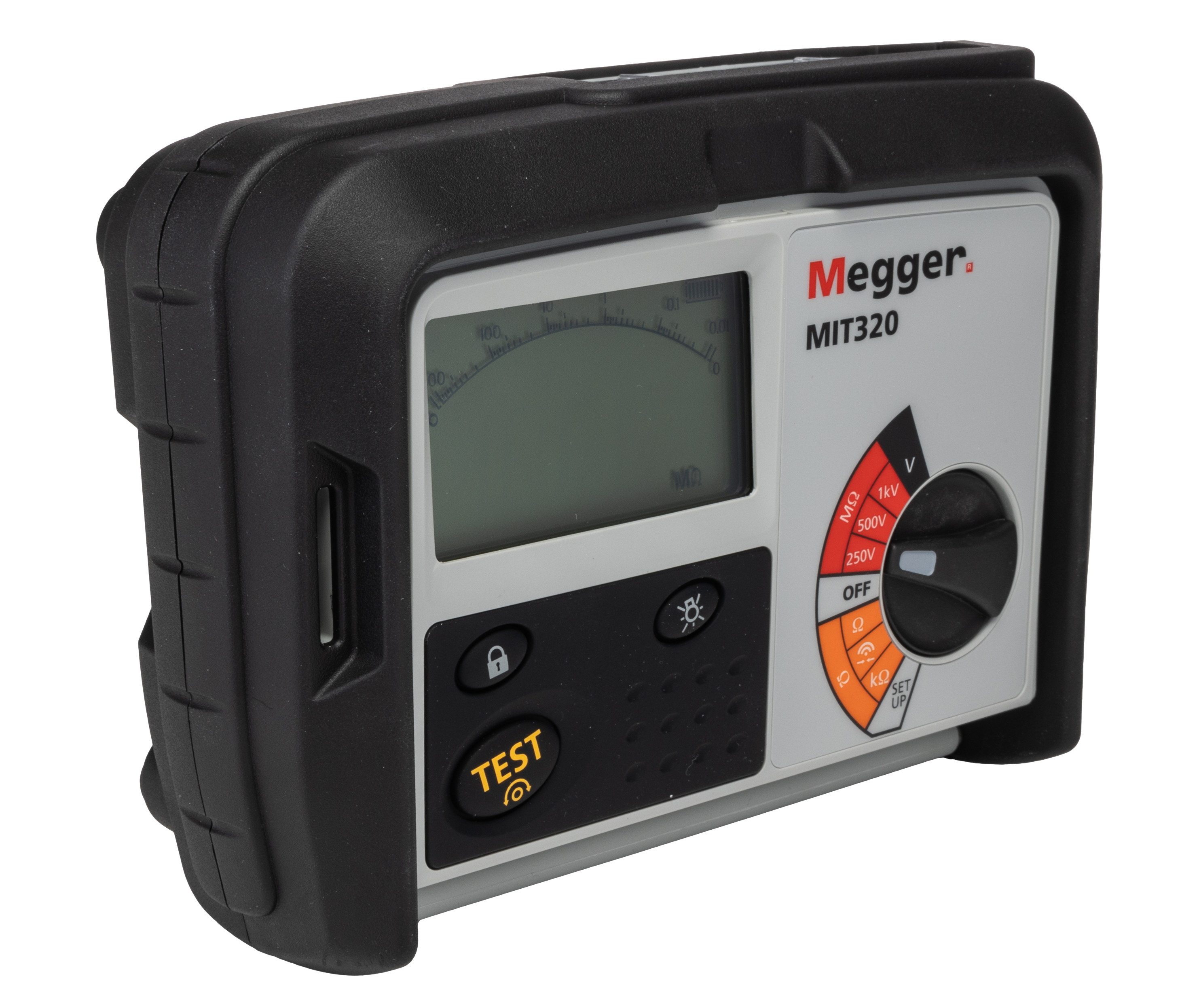 mit320-en Megger MIT320 Insulation & Continuity Tester, 250 V Min, 1000 V dc Max, 999 MΩ CAT III, RSCAL