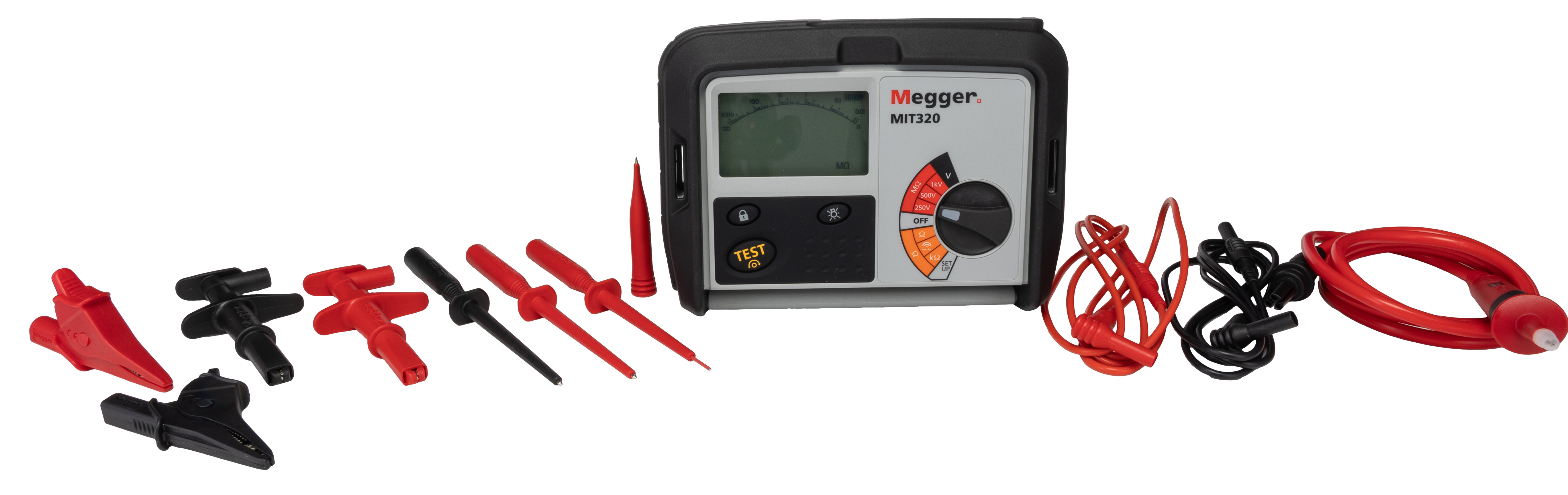 mit320-en Megger MIT320 Insulation & Continuity Tester, 250 V Min, 1000 V dc Max, 999 MΩ CAT III, RSCAL