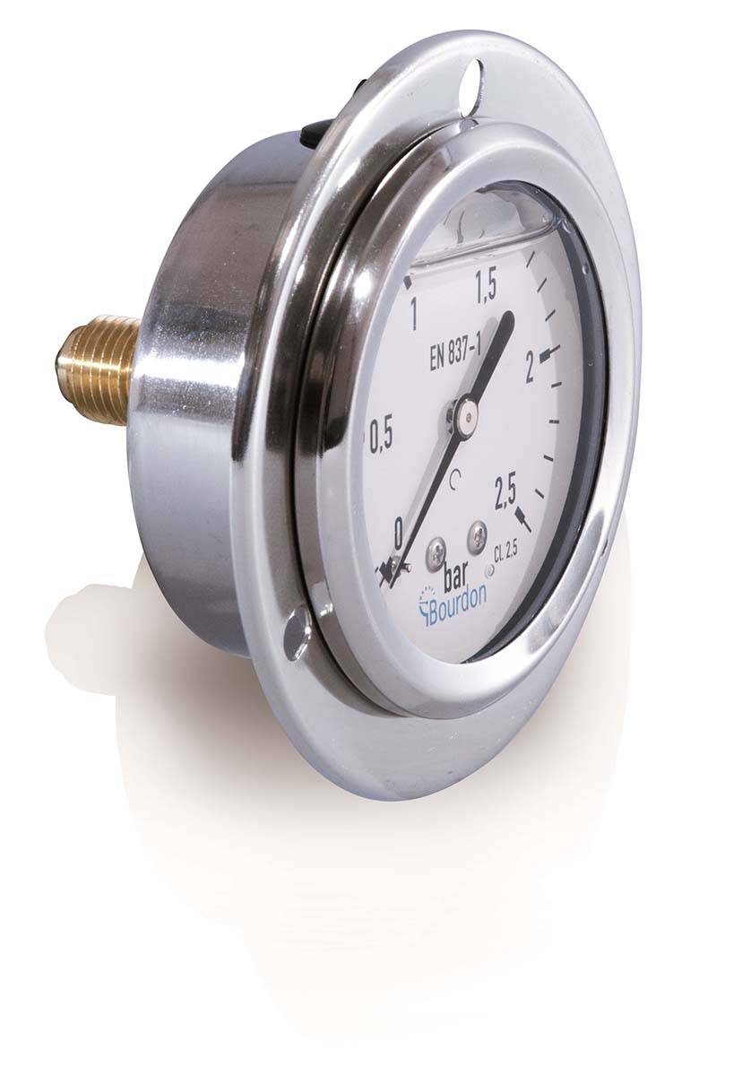 Bourdon G 1/4 Front Flange Pressure Gauge, 63 mm, 100 bar, UKAS
