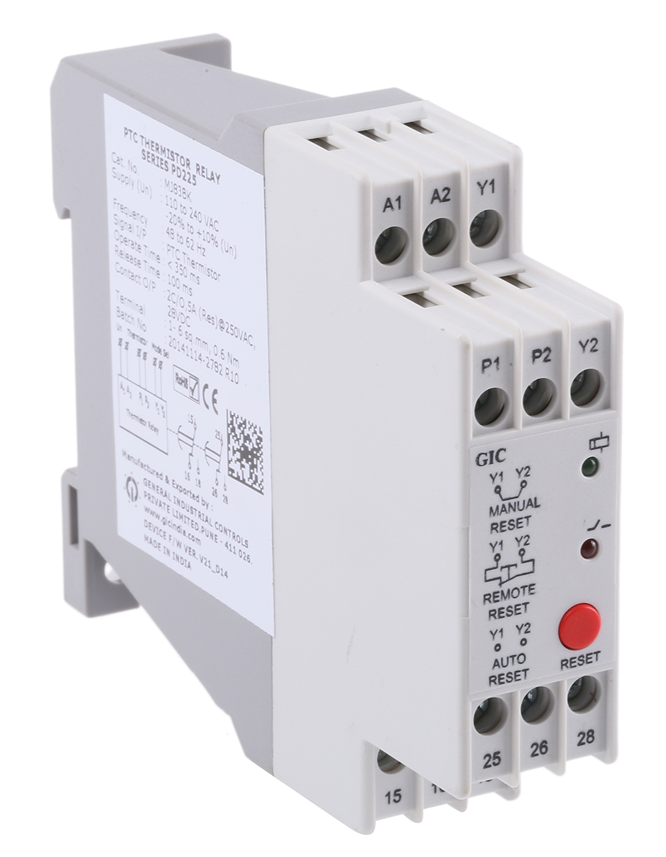mj83bk GIC Monitoring Relay, 1 Phase, DPDT, DIN Rail, 24V ac 24 V dc