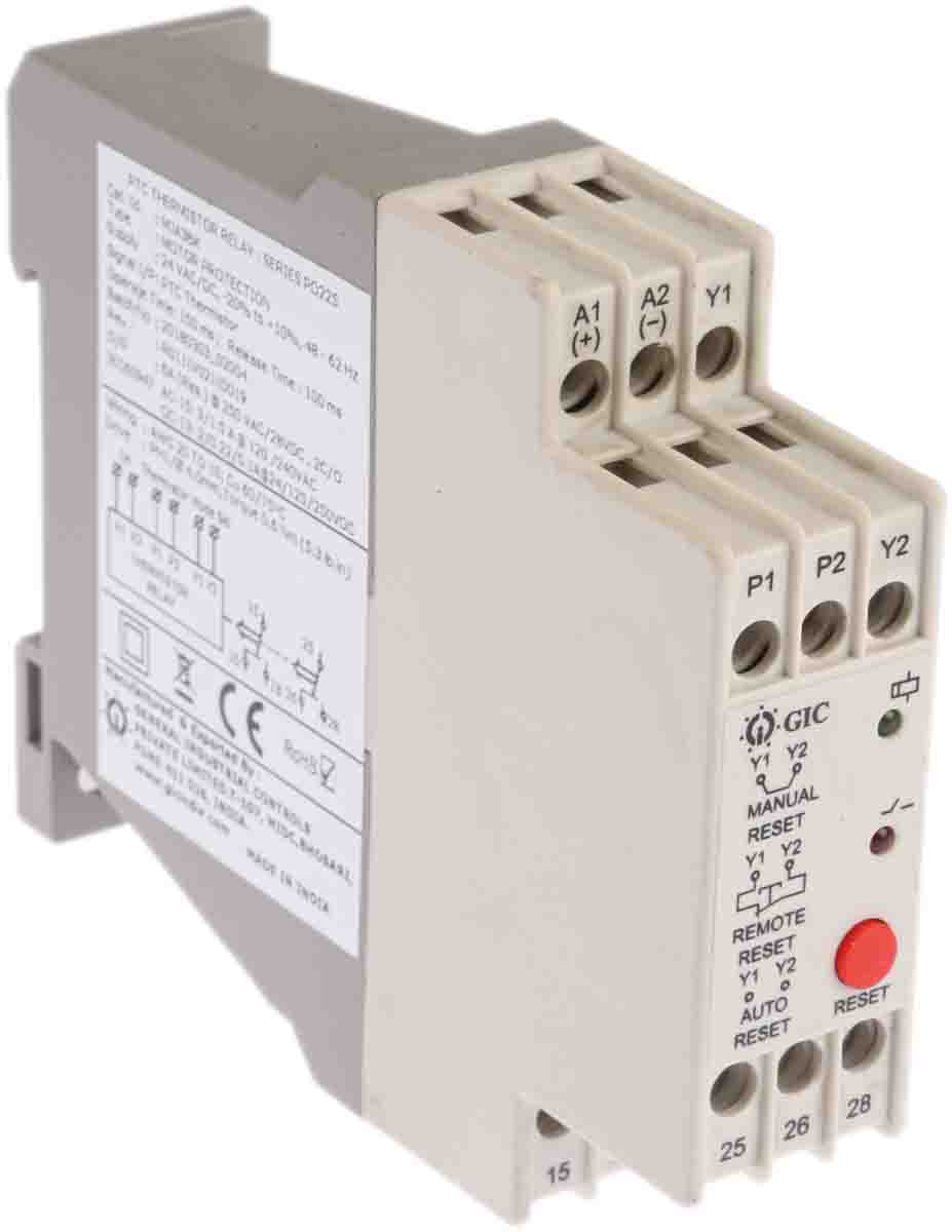 mja3bk GIC Monitoring Relay, DPDT, DIN Rail 24 V dc