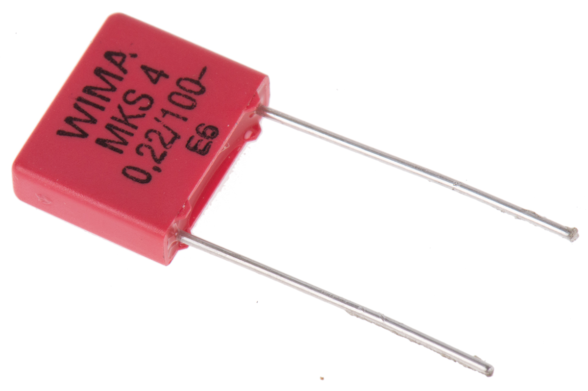 WIMA MKS4 Film Capacitor 220 nF 63V ac 100 V dc, Through Hole
