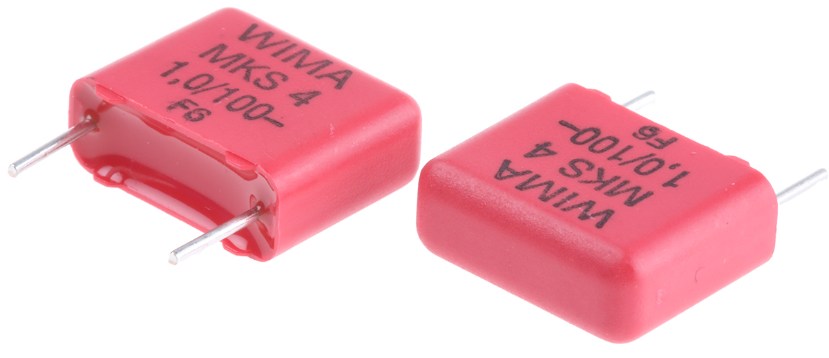 WIMA MKS4 Film Capacitor 1 μF 63V ac 100 V dc, Through Hole